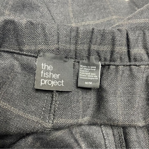 Eileen Fisher Gray Plaid Wide Leg Wool Cropped Pants - Picture 4 of 5